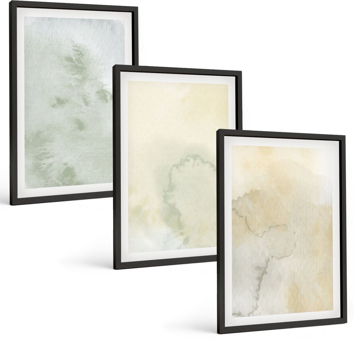 Tulup 4-Delige Schilderij Set - Pastel aquarelverf op canvas, textuurverf - 40 x 60 cm - Muurdecoratie - Interieur Decoratie - Stijlvolle Muurdecoratie