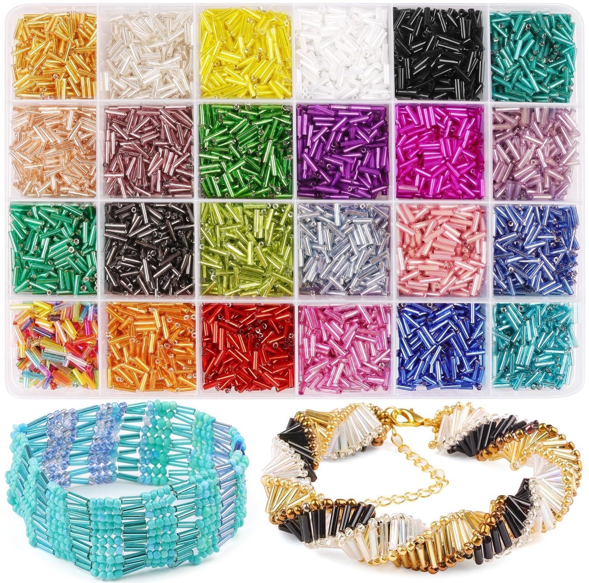 Buiskralen 7 x 2 mm - Regenboogkleurige glazen - 7200 stuks - Perfect voor sieraden maken - ShopVlot