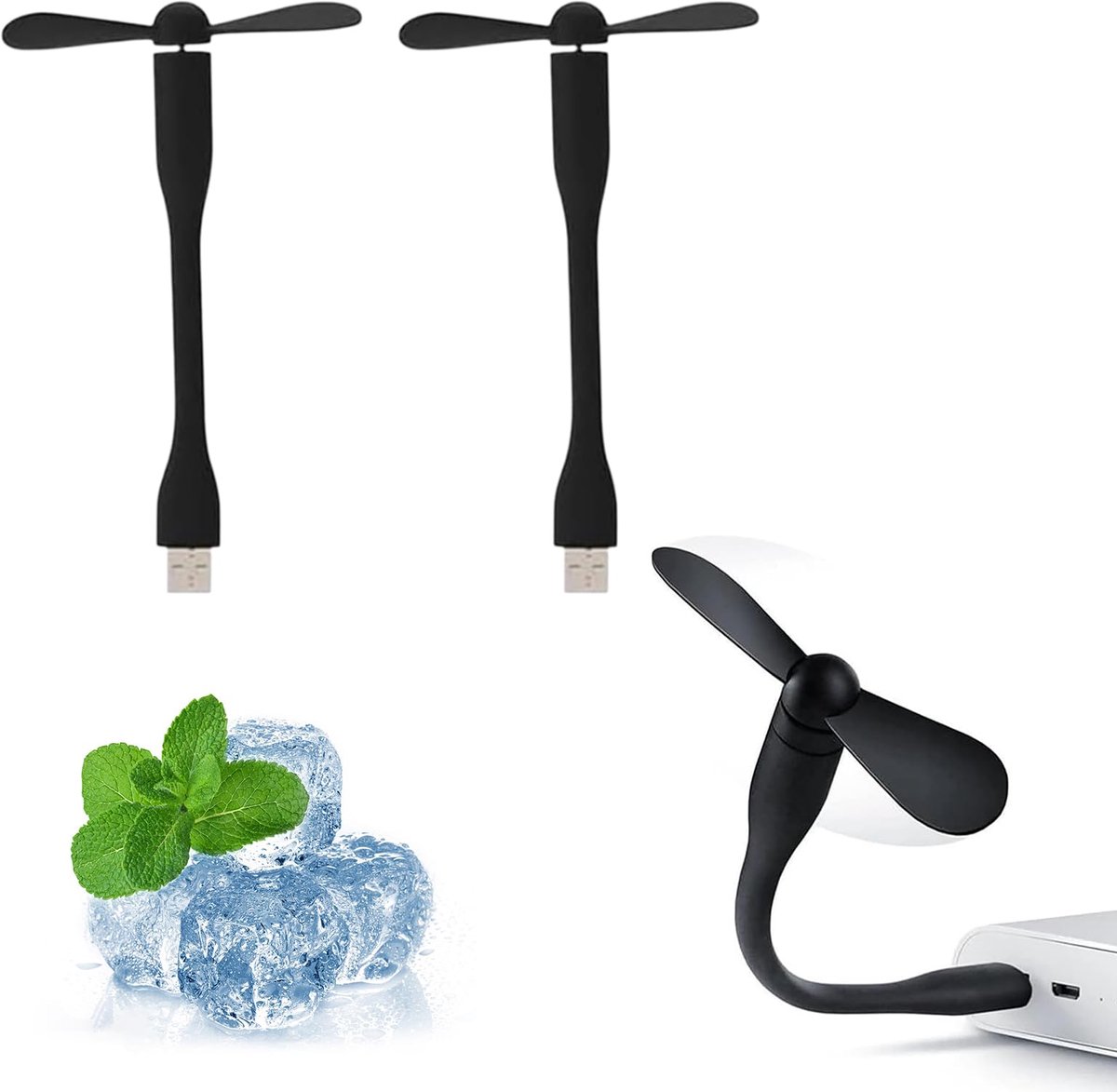 KARELLS 2 stuks mini-USB-ventilator, mini-USB-ventilator met flexibele hals, afneembare ventilator voor laptop - ShopVlot