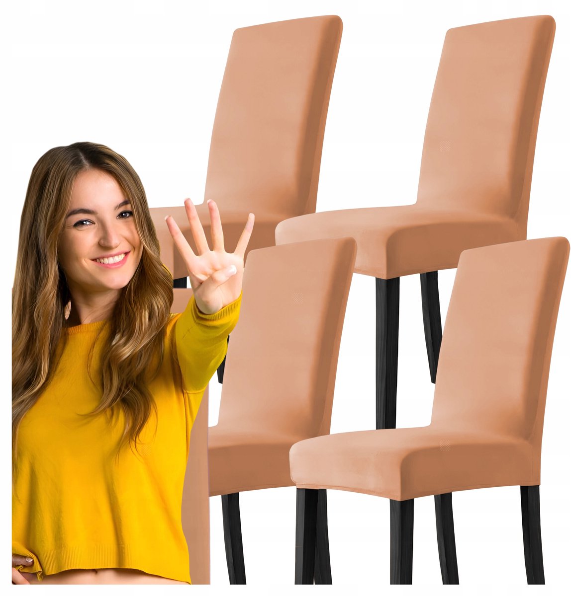 Set van 4 Luxe Stoelhoezen - Elastisch & Sfeervol