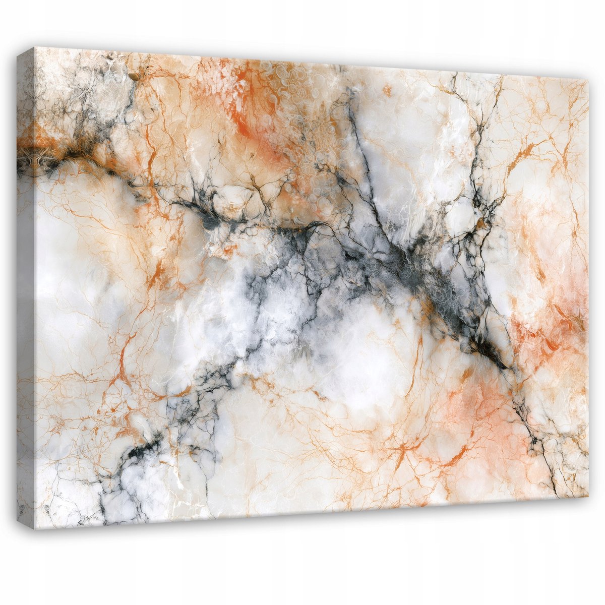 WALLARENA Schilderij op canvas - 100x70 cm - beige marmerabstractie in glamourstijl - wanddecoratie voor woonkamer en slaapkamer