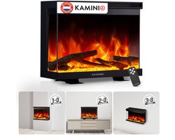 KAMINIO® Lea PRO 30 Elektrokamin met Heizung (vrijstaand, inbouw & wandmontage) - 3-in-1 elektrische haard met panoramisch zicht, LED-vuureffect in 12 kleuren, timer, thermostaat, afstandsbediening, accessoires, wit