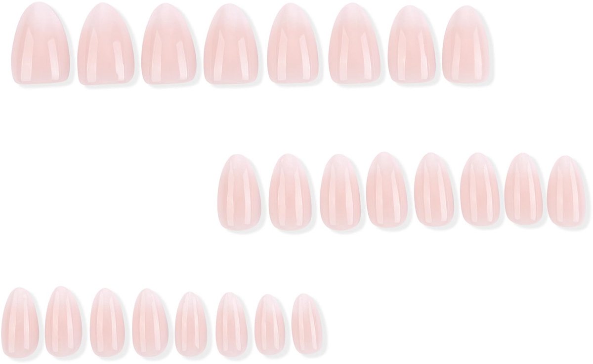MouyouGlow, kunstnagels, roze amandel, wit kleurverloop, kort drukken op nagels, roze witte ombre zomer INS - ShopVlot