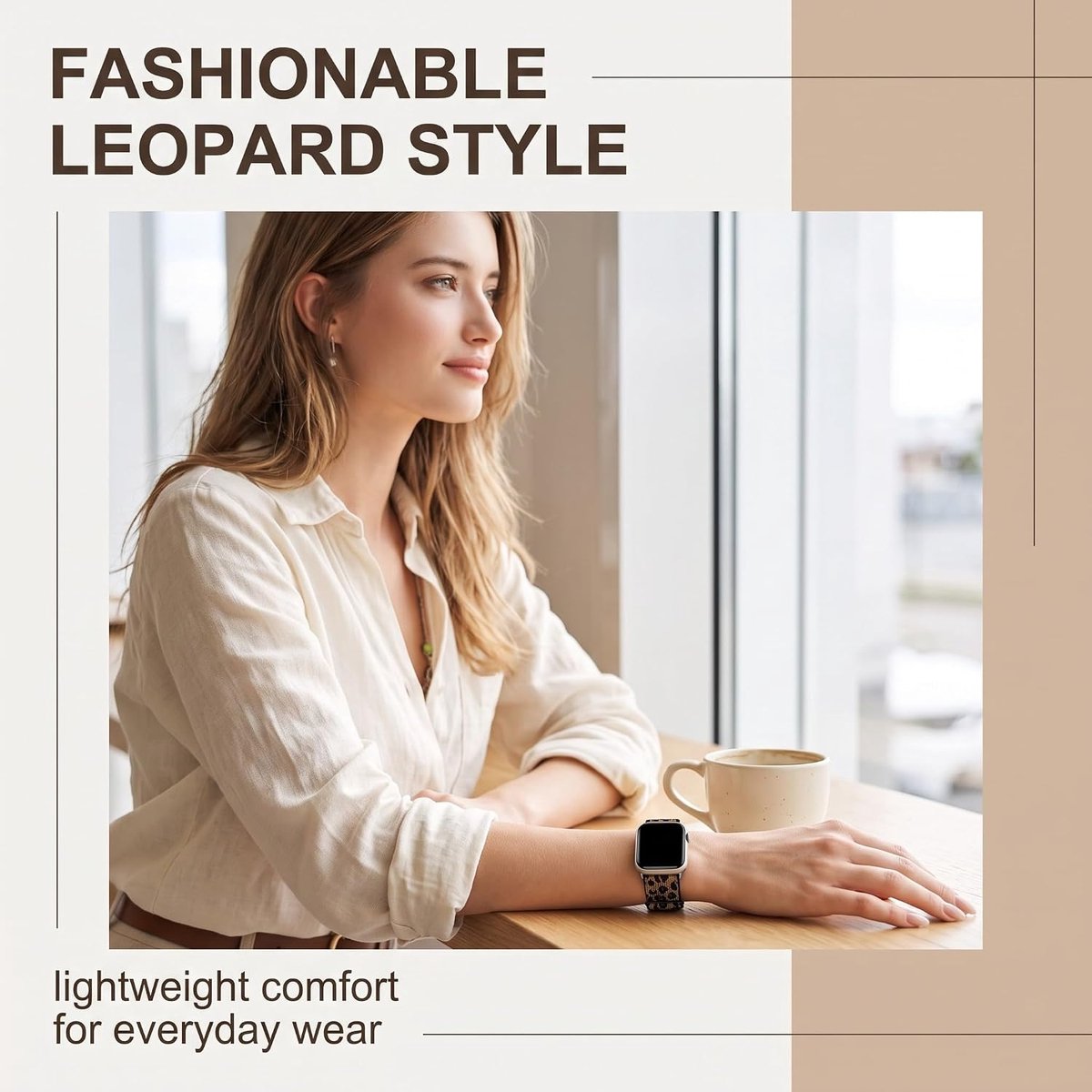 Horlogebandje 38/40/41/42 mm - luipaardpatroon - elastische nylon - voor sport en dagelijks gebruik - ShopVlot
