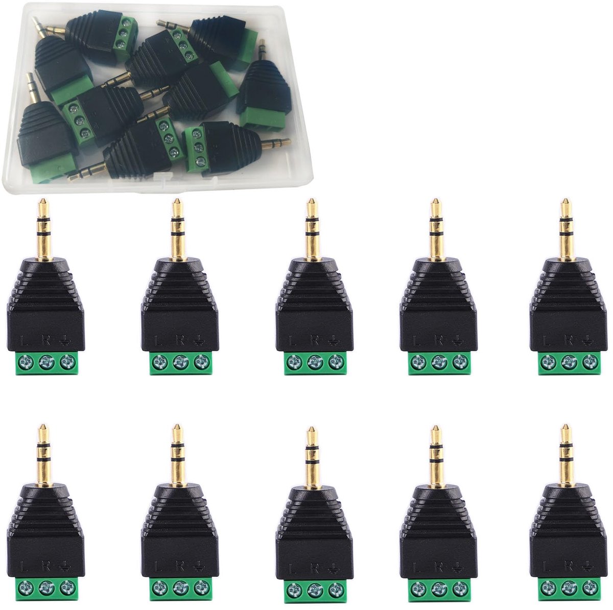 3.5mm stereo audio male naar 3 pin vrouwelijke schroef terminal - goudgeplateerd - voor microfoon en hoofdtelefoon - ShopVlot