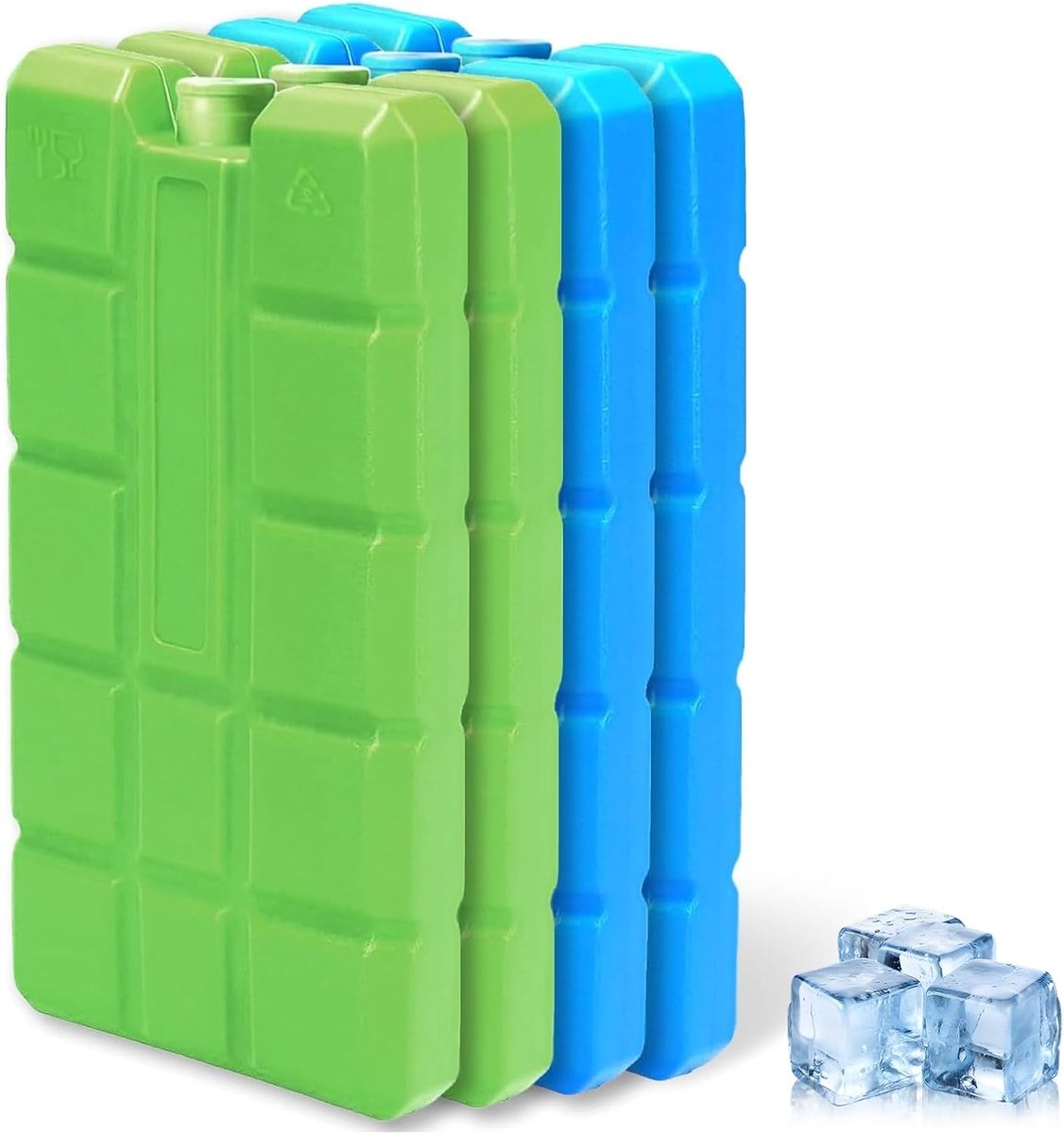 Koelaccu set van 4 - 200 ml herbruikbare koelbatterijen - HDPE in blauw en groen - ideaal voor koelbox en camping - ShopVlot