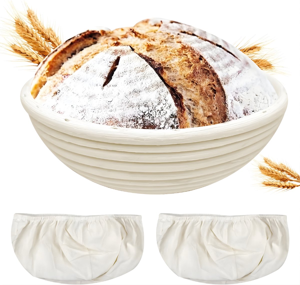 Lìon® Rijsmand - Rijsmandje Broodbakken - Rijsmandje Ovaal - Banneton - Naturaal Bruin - 22cm x 22cm x 8cm