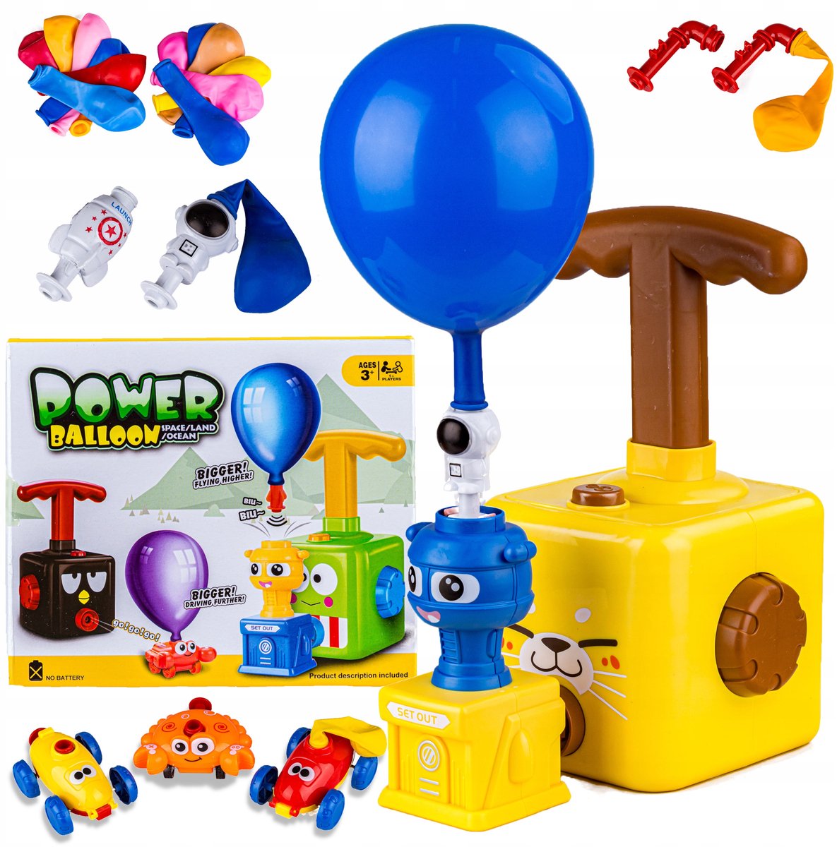Aerodynamisch Ballon Lanceerder Speelgoed met Auto's en Raket