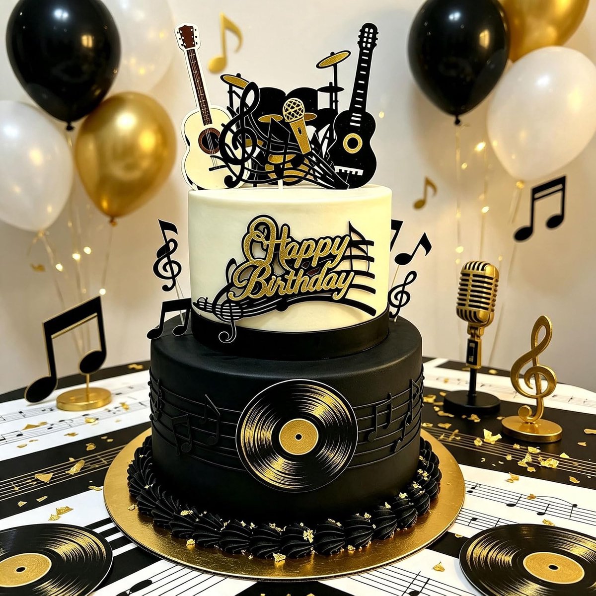 gitaar taartdeco happy birthday feestspullen voor muzikale - ShopVlot