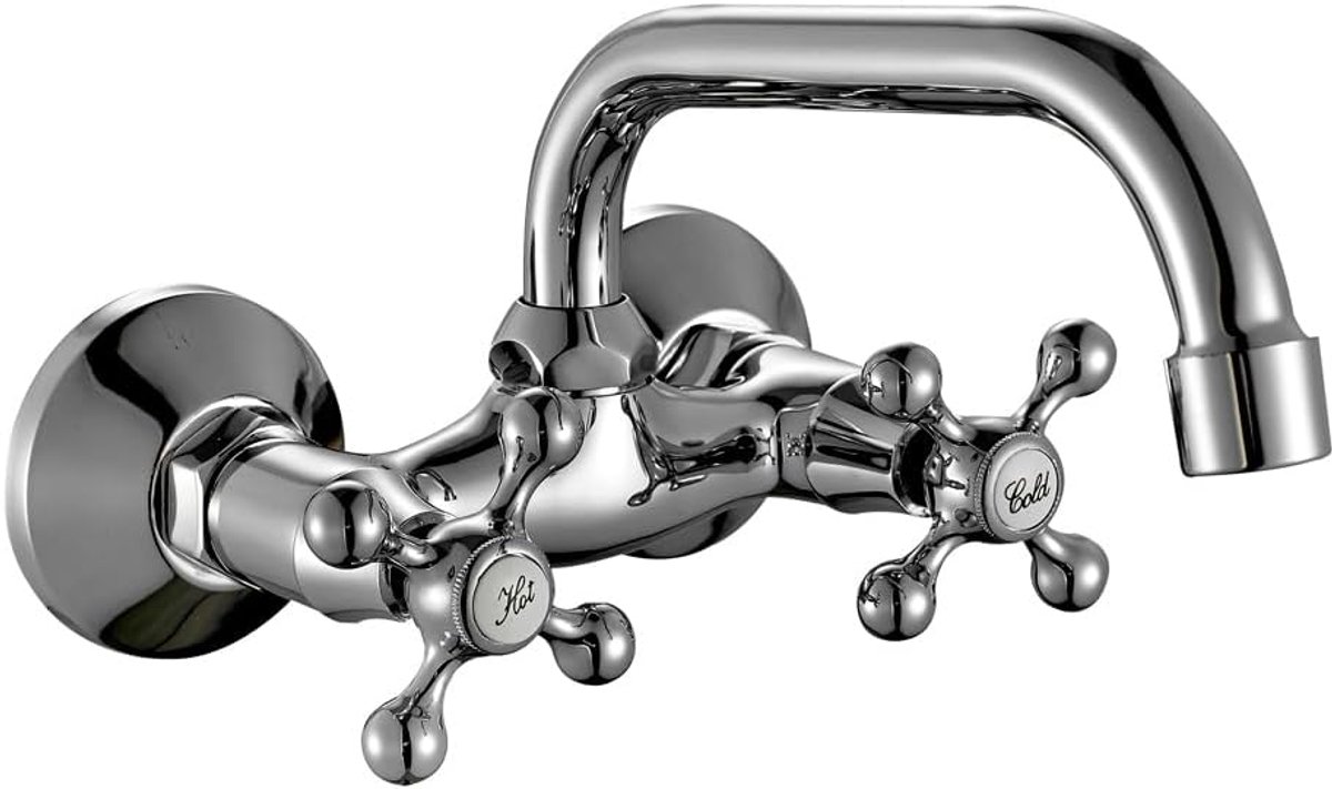AQG Athos Wall Mounted Sink Sink Light Classic Vintage Kitchen Elegant Design and Excellent Functionality Glossy Chrome - ShopVlot