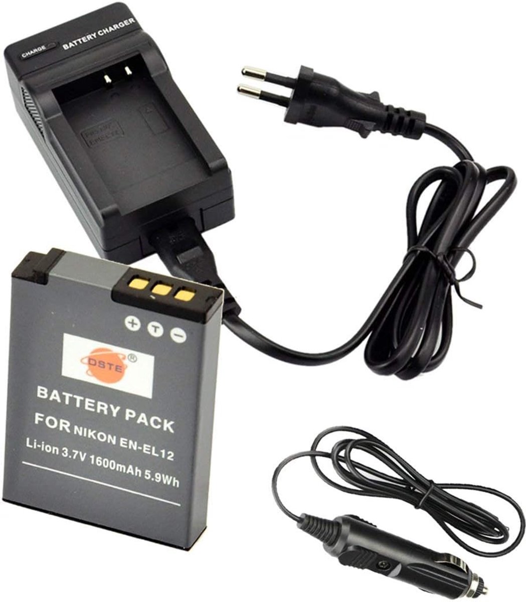 DSTE EN-EL12 Battery and Travel Charger Compatible with Nikon Coolpix P330 S70 S620 S630 S800c S6000 S8000 - ShopVlot