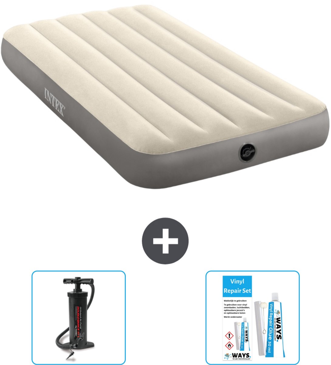 Intex Luchtbed - 1-Persoons - 99 x 191 x 25 cm - Beige - Inclusief Accessoires CB13
