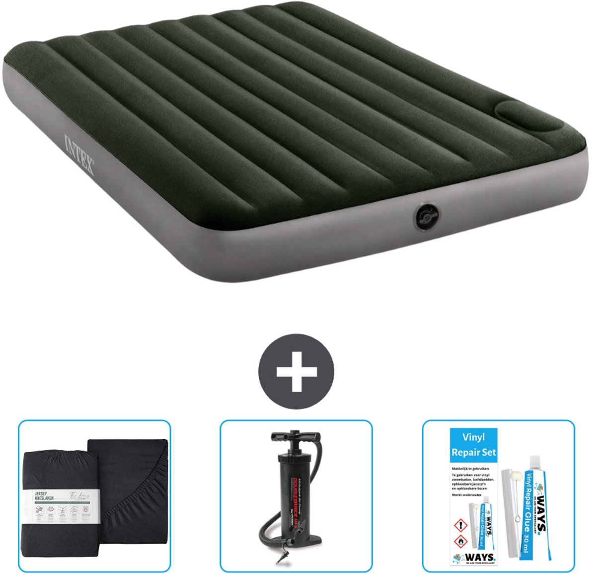 Intex Luchtbed - 2-Persoons - 152 x 203 x 25 cm - Groen - Accessoires CB7