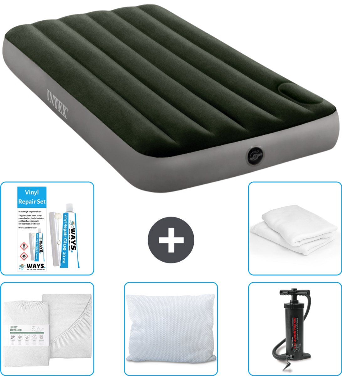 Intex Luchtbed - 1-Persoons - 99 x 191 x 25 cm - Groen - Accessoires CB1