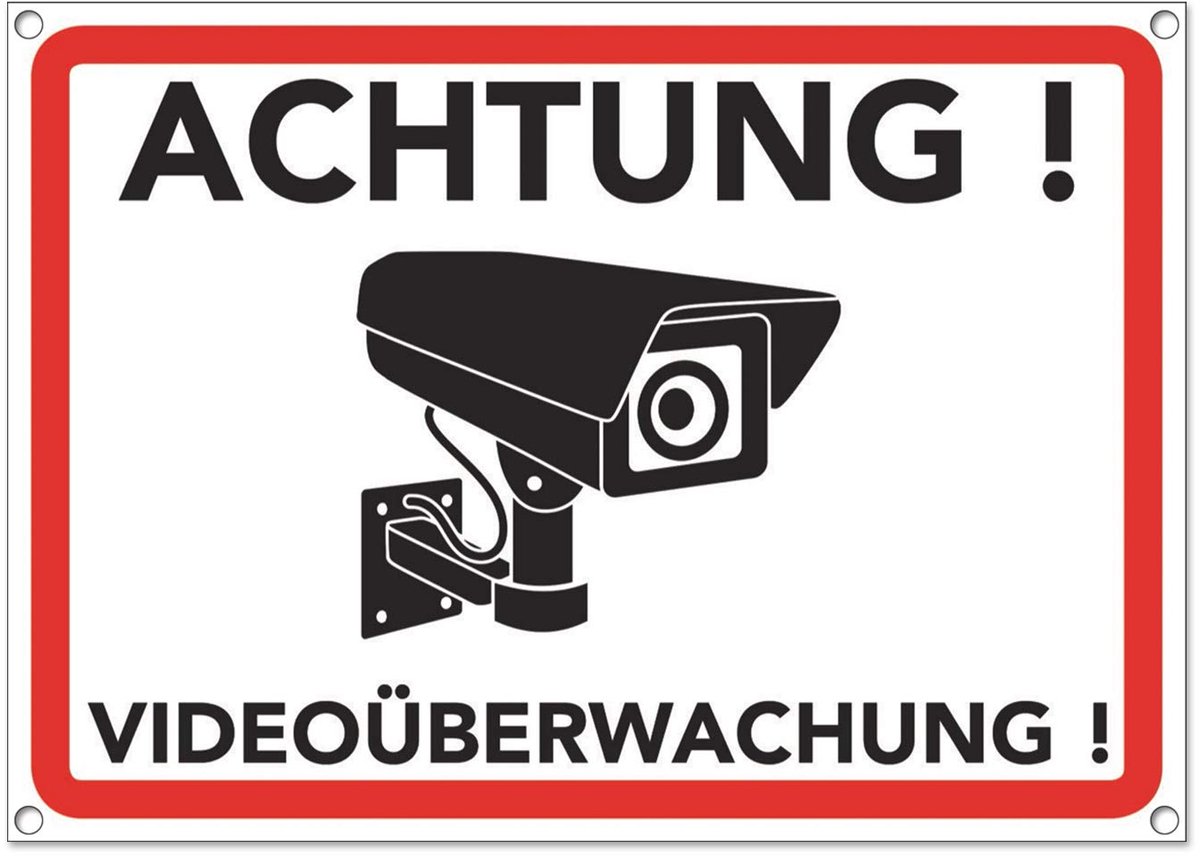 Schild Videobewaking - Waarschuwingsbord - Waarschuwingsbord voor Camerabewaking - Video Surveillance Shield - ShopVlot