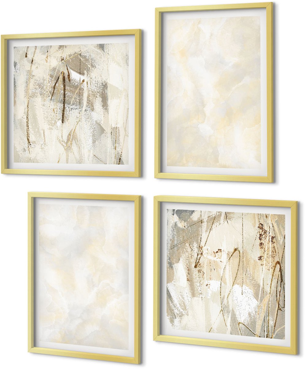 Coloray 4-Delige Schilderij Set - Heldere texturen, penseelstreken en design. - 40 x 40 cm en 40 x 60 cm - Stijlvolle Muurdecoratie - Slaapkamer