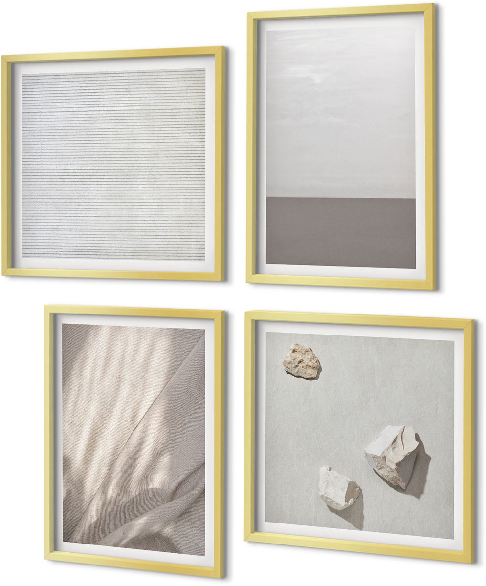 Coloray 4-Delige Schilderij Set - Verfijnde natuurlijke texturen in boho-stijl - 40 x 40 cm en 40 x 60 cm - Muurdecoratie - Interieur Decoratie - Moderne Wanddecoratie