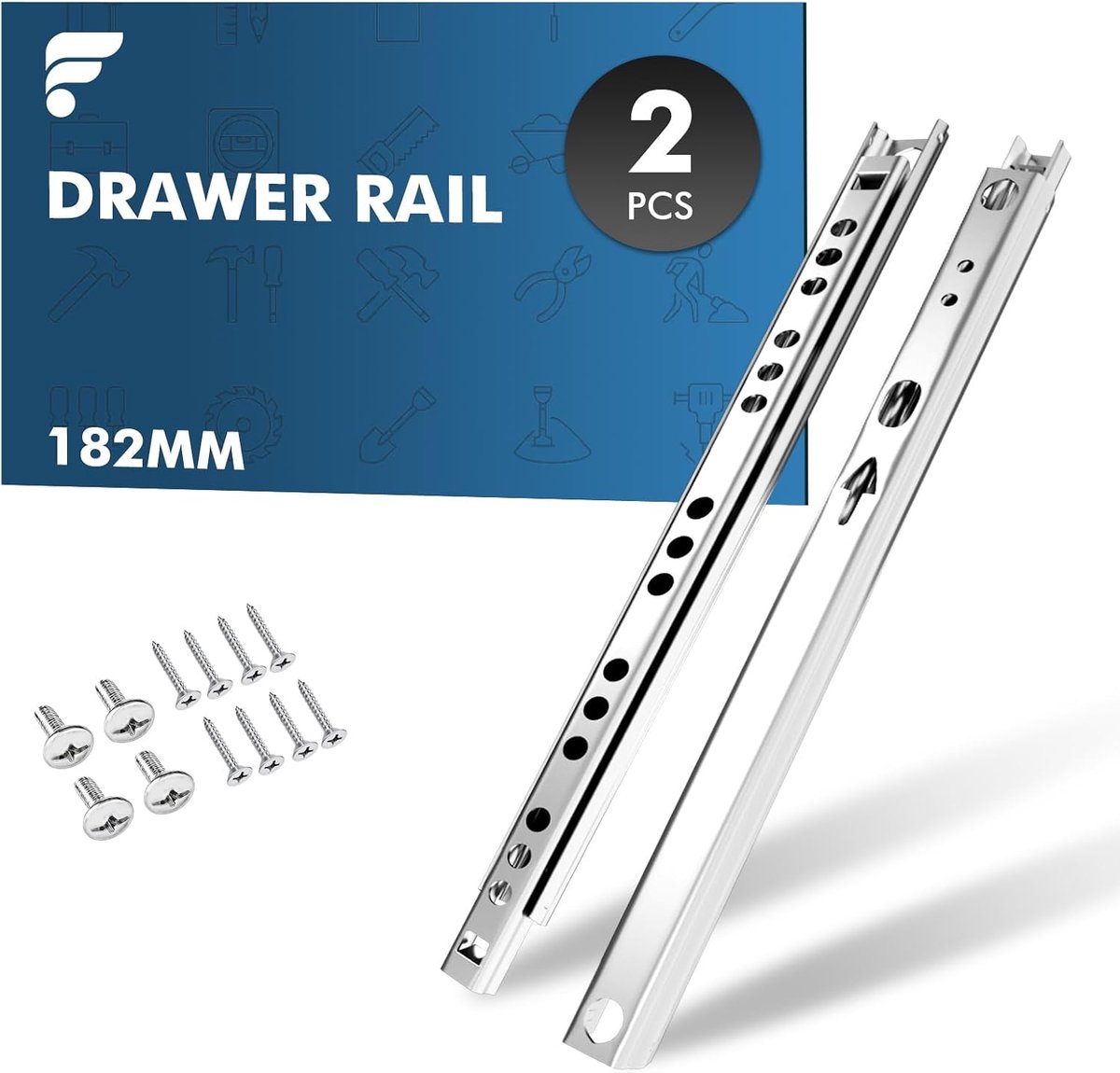 shinfly Ladegeleider, 182 mm gedeeltelijk uittrekbare ladegeleiders set van 2 (1 paar), kogellagers voor 17 mm groef - ShopVlot