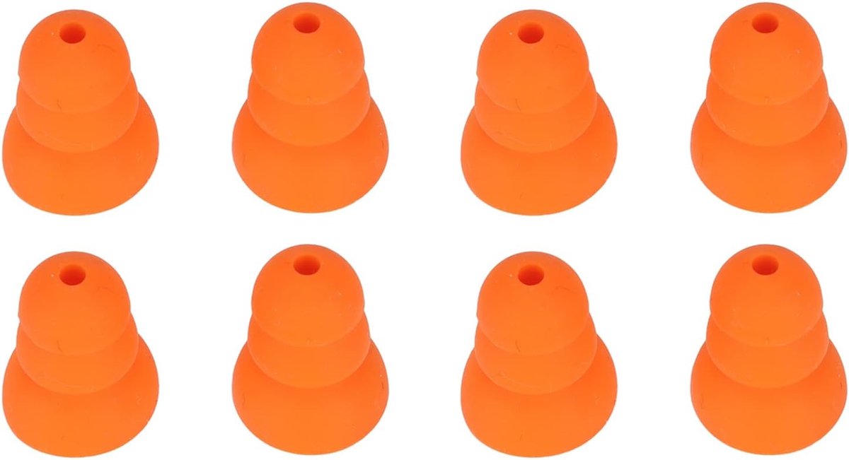 8 stuks siliconen oordopjes met ruisonderdrukking, oranjekleurige conische oordopjes met drie flenzen, oorkussens voor - ShopVlot