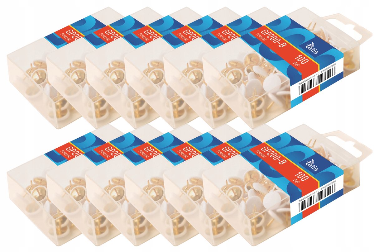 12x Tetis Witte Stalen Duimspijkers, 100 Stuks Per Pakket