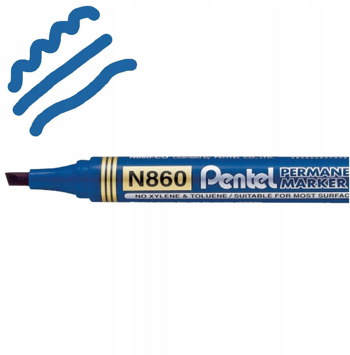 Pentel Permanente Marker Blauw, Afgeschuinde Punt, Sneldrogend