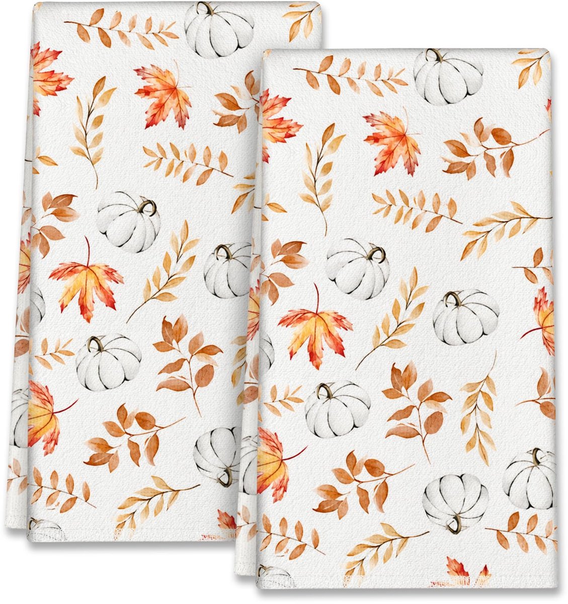 Herfst pompoen theedoeken 2 stuks, keukendoeken pompoen, herfst keukendoeken decoratief, herfst theedoek, microvezel - ShopVlot