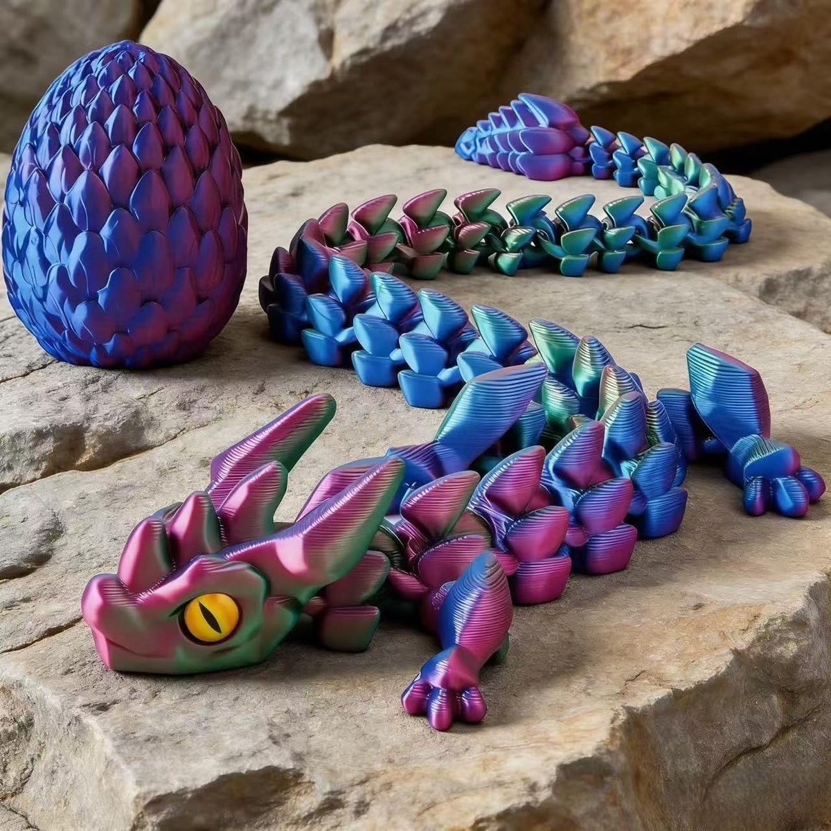 3D-bedrukt drakenei met draak, beweegbare gewrichten, draak (meerkleurig) - ShopVlot