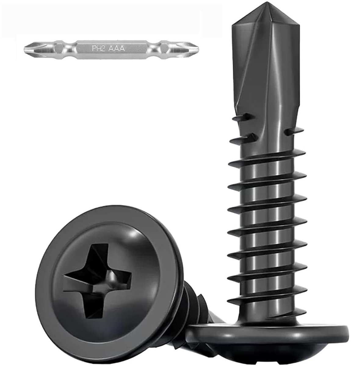 Pack of 100 Round Head Self Drilling Screws Black M4.2 x 13 mm Stainless Steel 410 Sheet Screws Self Drilling Screws - ShopVlot