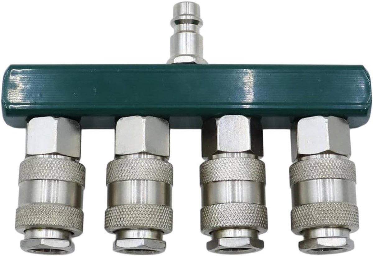 Sylen 1 / 4 NPT 4 Manier Luchtcompressorspruitstuk Snelverbindingskoppeling Messing Groen - ShopVlot