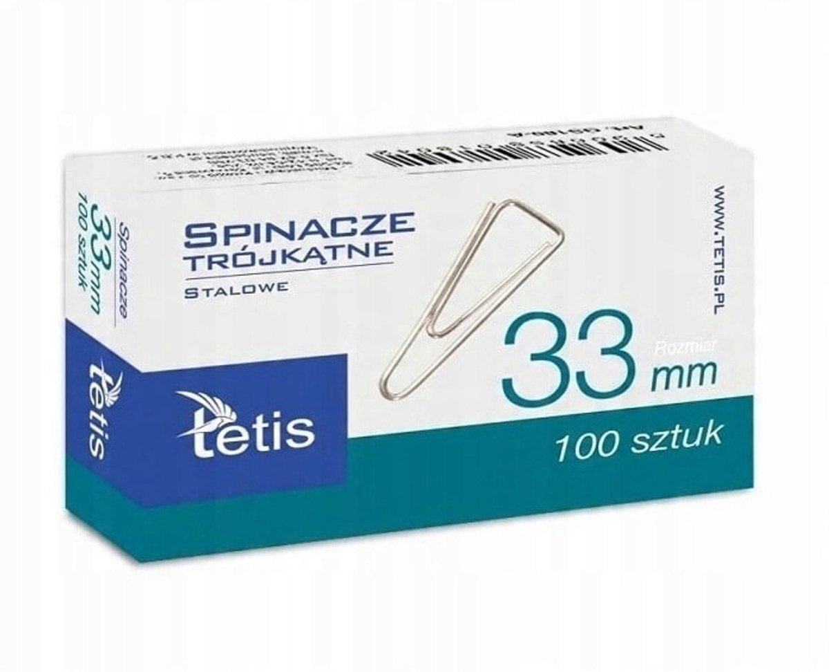 Tetis Kantoorspinnetjes 33mm - 100 stuks - Roestvrij Staal