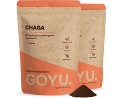 GOYU Chaga Poeder Biologisch Combideal 2x 60 gram - Paddenstoel mushroom -Vegan - Zonder toevoegingen - Lab getest - 30 dagen voorraad per zakje