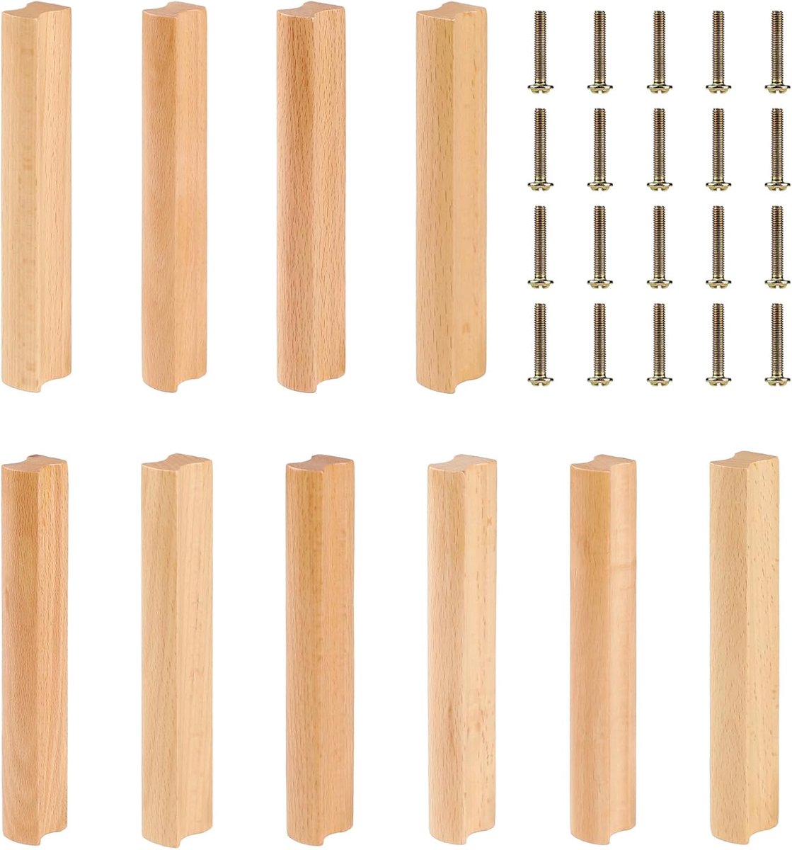 Keukenladen handgrepen 128 mm - Beukenhout - Duurzaam en milieuvriendelijk - Set van 10 - ShopVlot