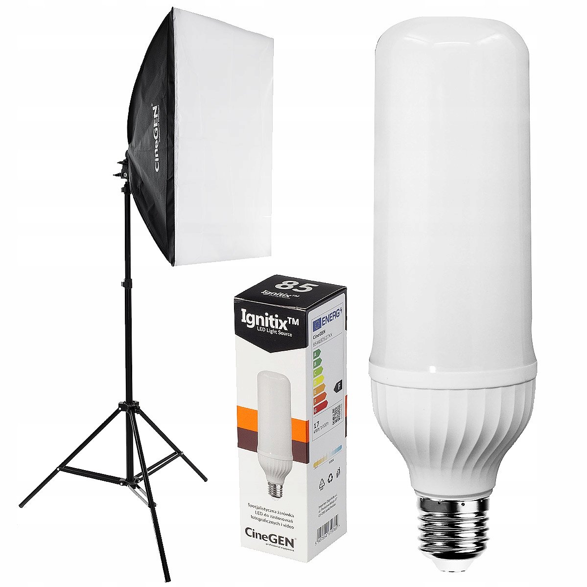 Softbox Fotografie Set 40x40cm met 85W LED Lamp en Statief 200cm