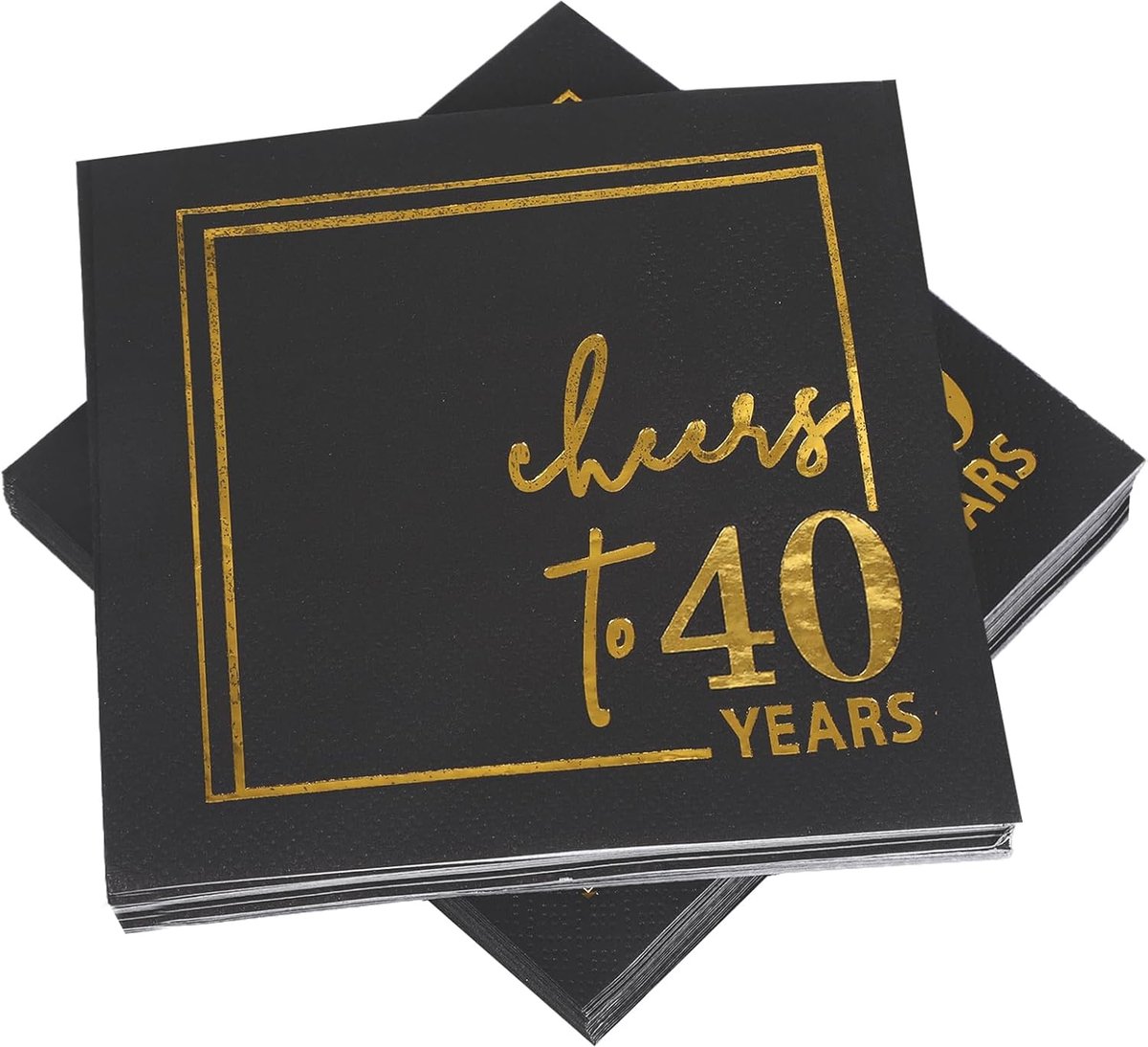 Servetten 50 stuks 13 x 12 cm - zwart papier - goudfolie - feestelijke tafeldecoratie voor 40e verjaardag - ShopVlot