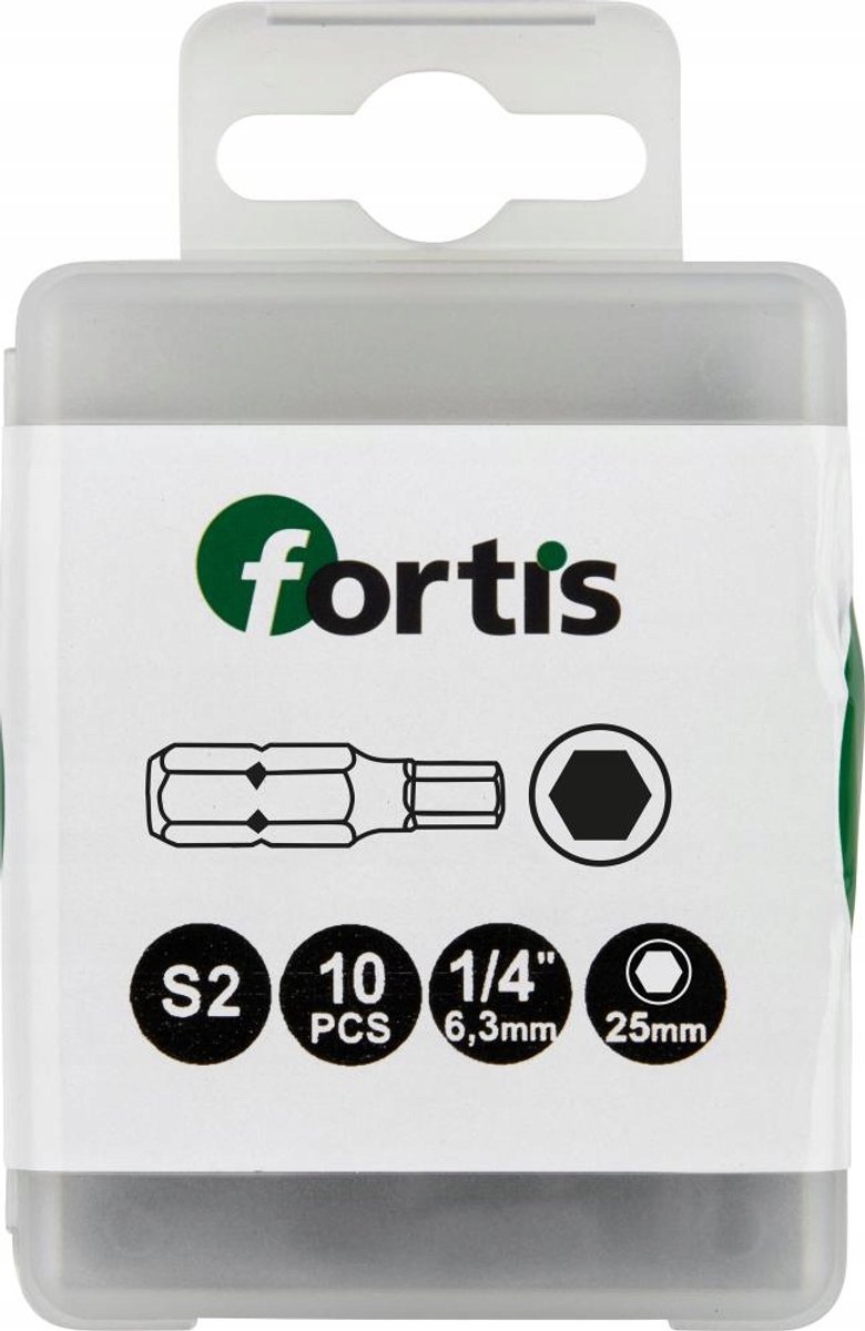Fortis HEX Bits 1/4" 3x25mm - Set van 10 stuks