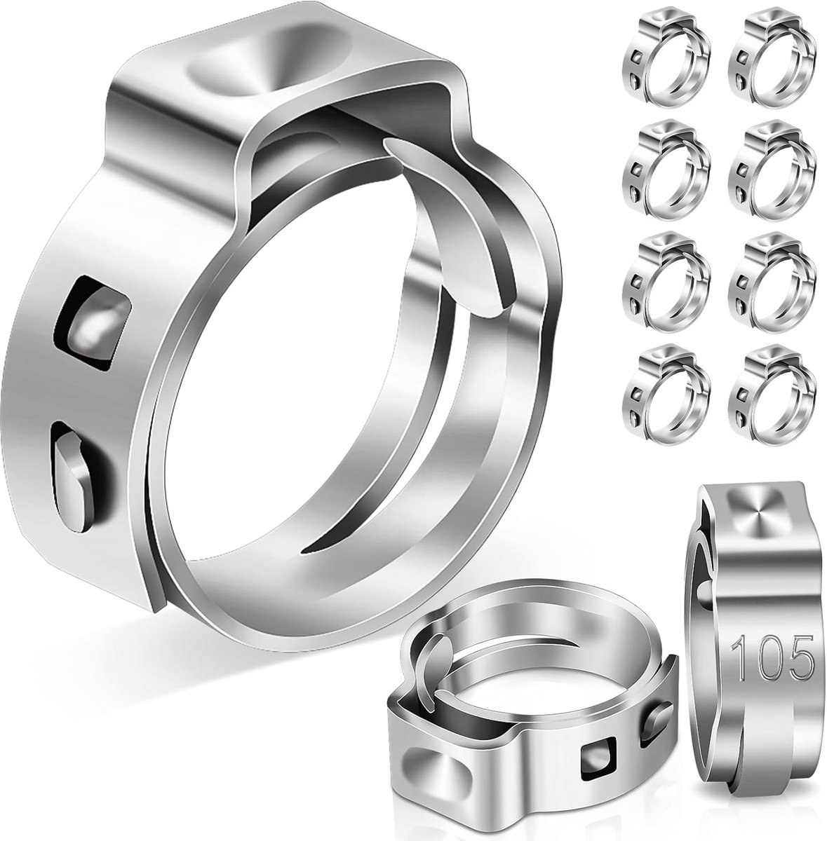 Enkele Oorklemmen 8.8-10.5 mm - 304 RVS Clamp - Stepless Design - Perfect voor Slangen - ShopVlot