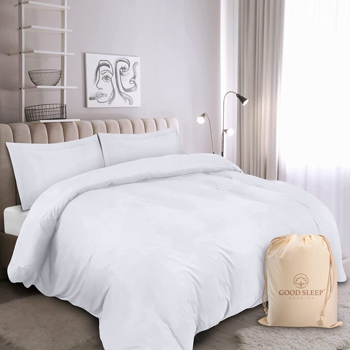 Dekbedovertrekset kingsize 1000 TC - 100% Egyptisch katoen - luxe wit beddengoed - optimaal slaapcomfort - ShopVlot