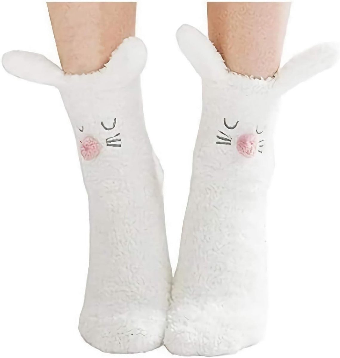 Leuke Cartoon Konijn Sokken - Multicolor - Dikke Antislip Sokken voor Dames
