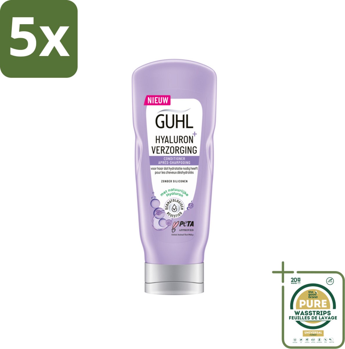 5 x Guhl - Conditioner - Hyaluron+ Verzorging - 200 ml - Grootverpakking - Haarhydratatie - Hyaluron - Droog Haar - Dorstig Haar - Gezond Haar