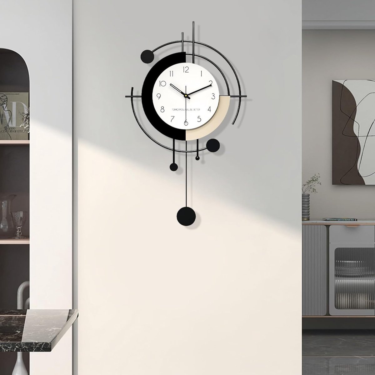 Wandklok grote wandklok - metaal + hout - minimalistisch ontwerp - perfect voor woonkamer - ShopVlot