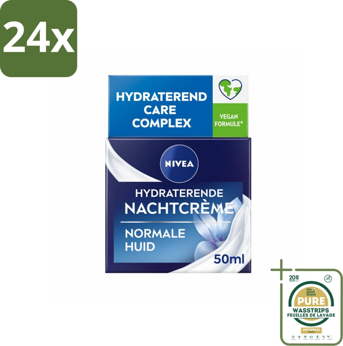 NIVEA - Nachtcrème - Essentials Hydraterend - Voor normale tot gemengde huid - Met Lotusextract, Waterlelie-extract, Vitamine E & Provitamine B5 - 50 ml - Voordeelverpakking - 24 stuks - Hydraterende crème - Normale huid