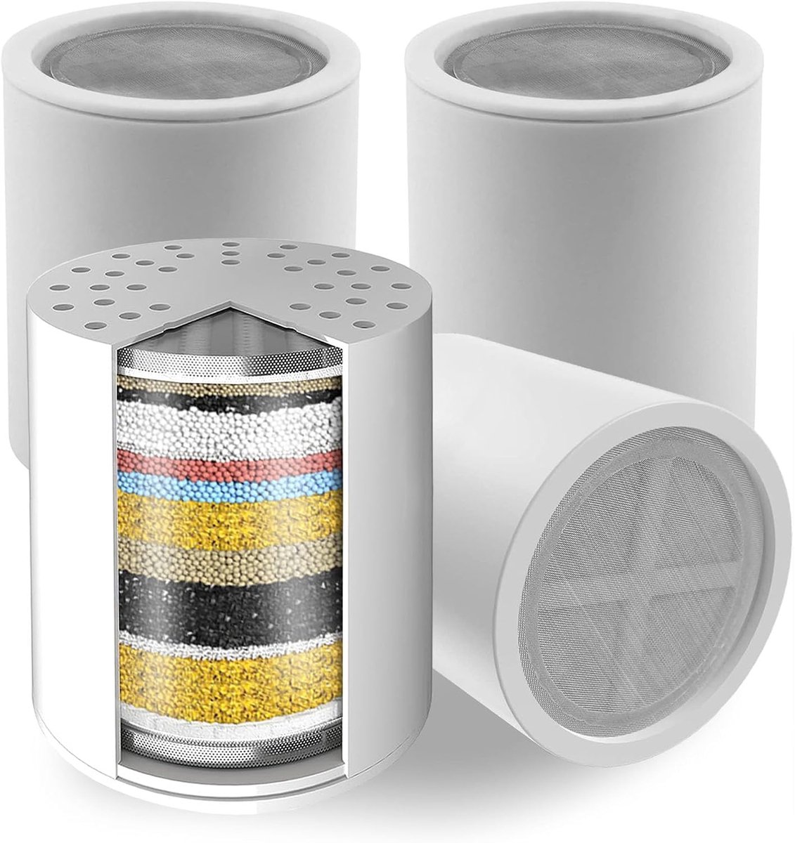 Douchefilter patronen set van 4 - 20 fasen waterfilter - verwijdert chloor en zware metalen - verzacht huid - ShopVlot