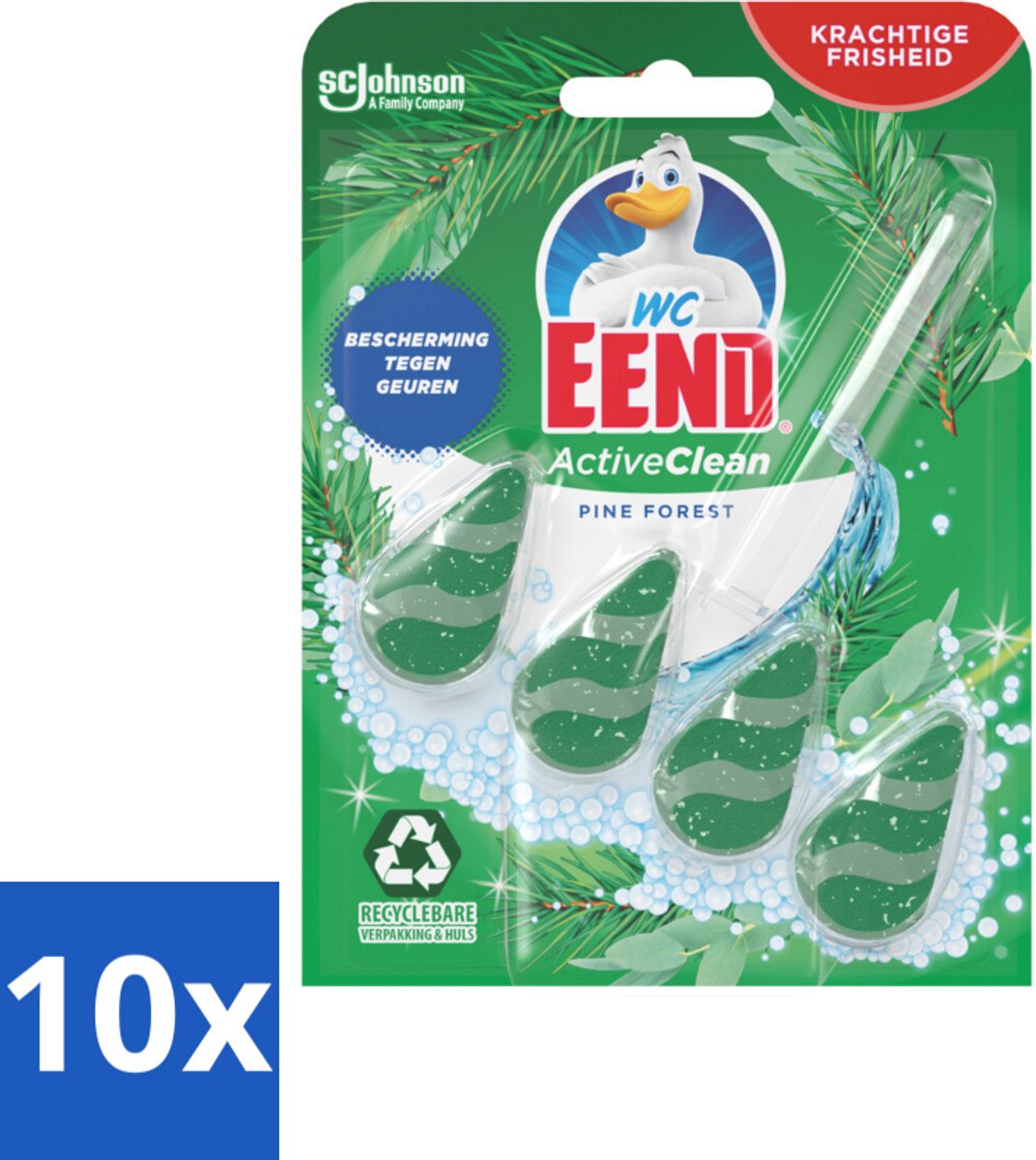 10 x WC Eend - Active Clean Pine Forest - Toiletblok - 1 Toiletblok - Toiletblok - Reiniging Toilet - Schuim Toilet - Dennengeur Toilet - WC Eend