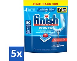 5 x Finish - Vaatwasmiddel - Power All in One Regular - Effectieve Alles-in-1 Reiniging - 80 capsules - Vaatwasmiddel - Vaatwasser - Vaatwas - Vaatwas Tablet - Vaatwas Capsule
