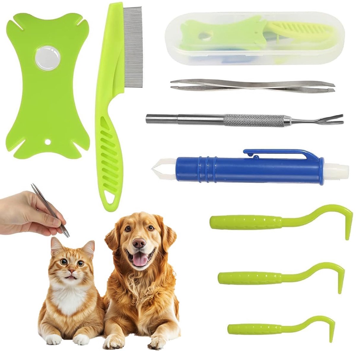 Tekenpincetten set 9-delig - met pincetetui - voor mannen en honden - veilig en eenvoudig gebruik - ShopVlot