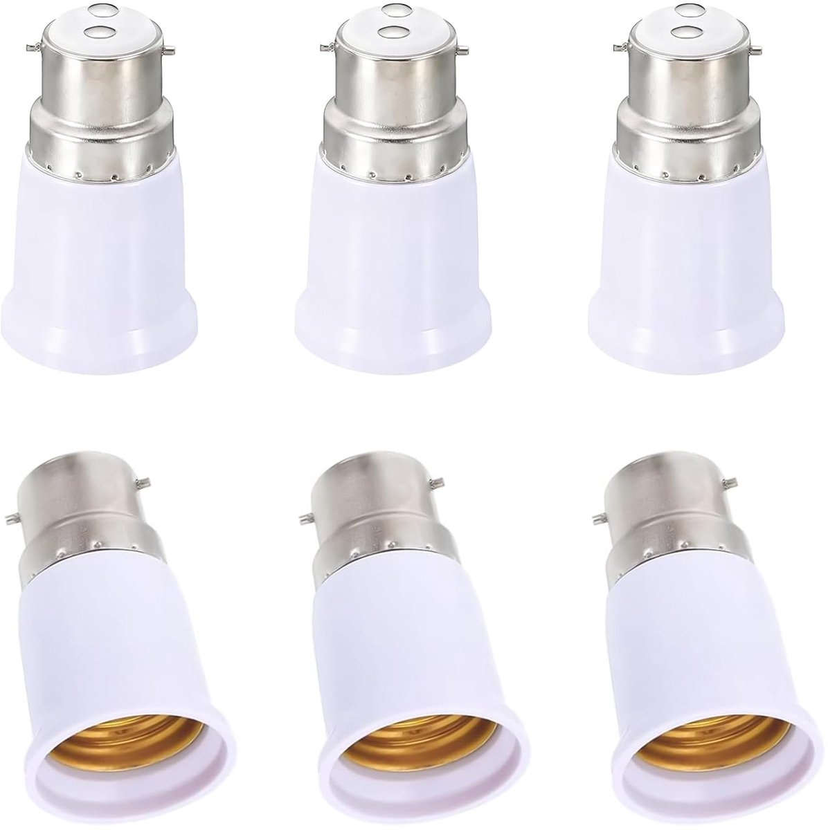 6 pieces adapter B22 to E27, lamp base adapter B22 E27, Converter from bayonet to screw base, metal lamp holder with - ShopVlot