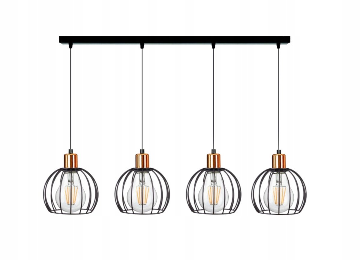 Zwarte Hanglamp Zwart Metaal E27 4x60W