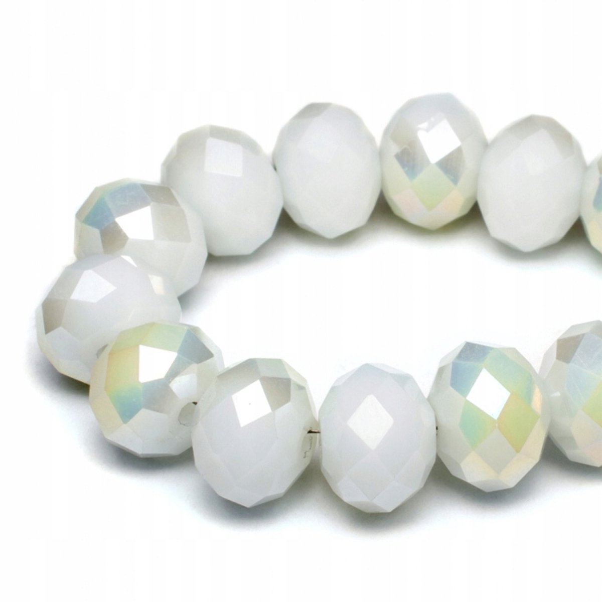 Glazen Kralen Rondel Wit Groen 8x5mm 72 stuks