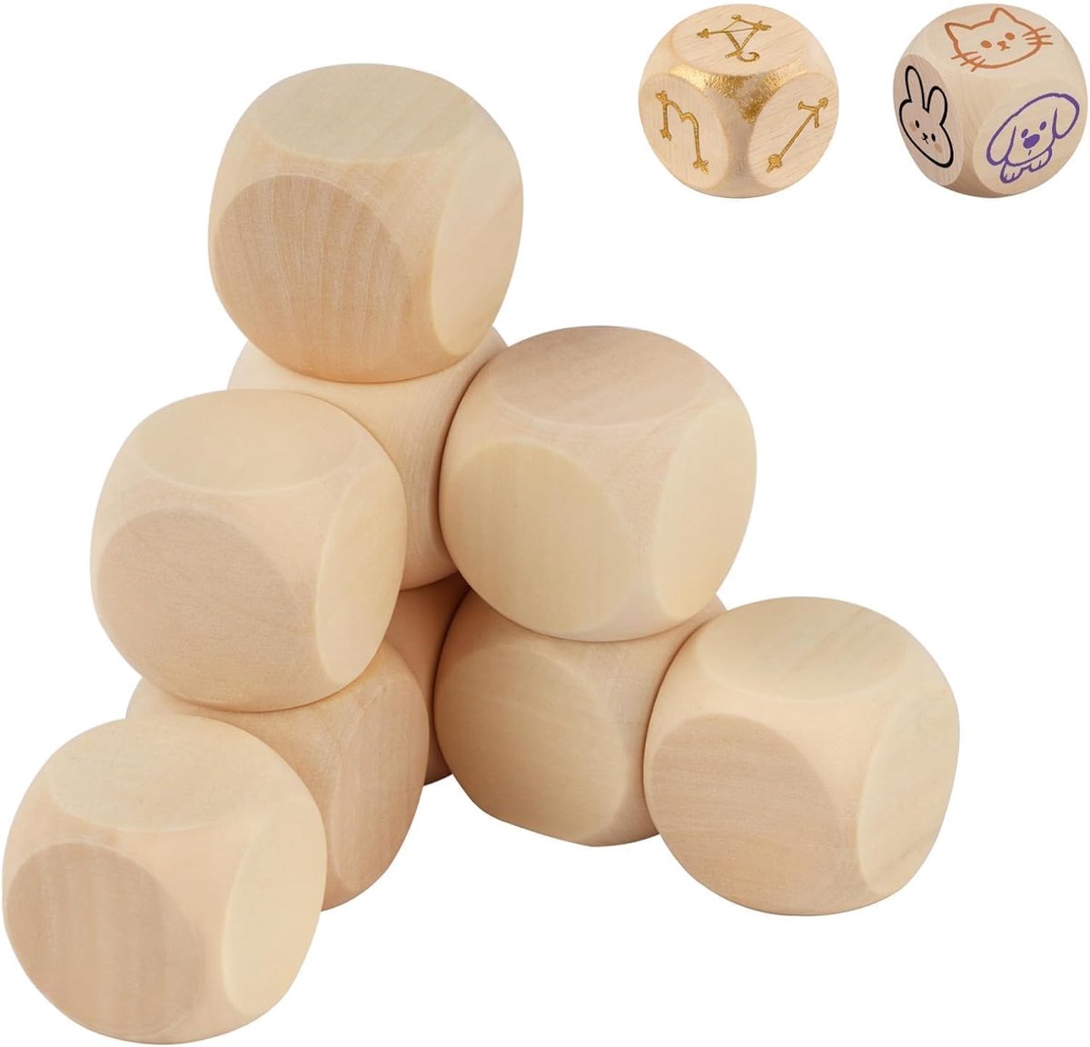 Blank Wooden Dice 100 Pieces, 12 x 12 x 12 mm Blank DIY Writing on Unpainted Wood Six Sided for DIY Crafts, Painting - ShopVlot