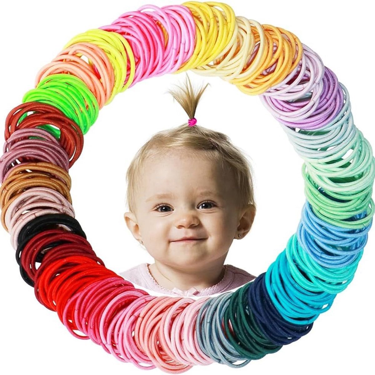 Verpakking van 200 stuks – Mini haarelastiekjes – Naadloze haarelastiekjes – Elastische haarelastiekjes en accessoires geschikt voor baby's, peuters en kinderen